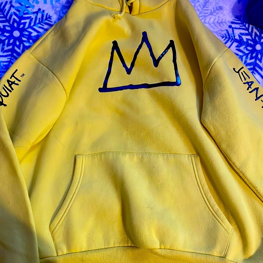 yellow and black Jean-Michel Basquiat hoodie from forever 21